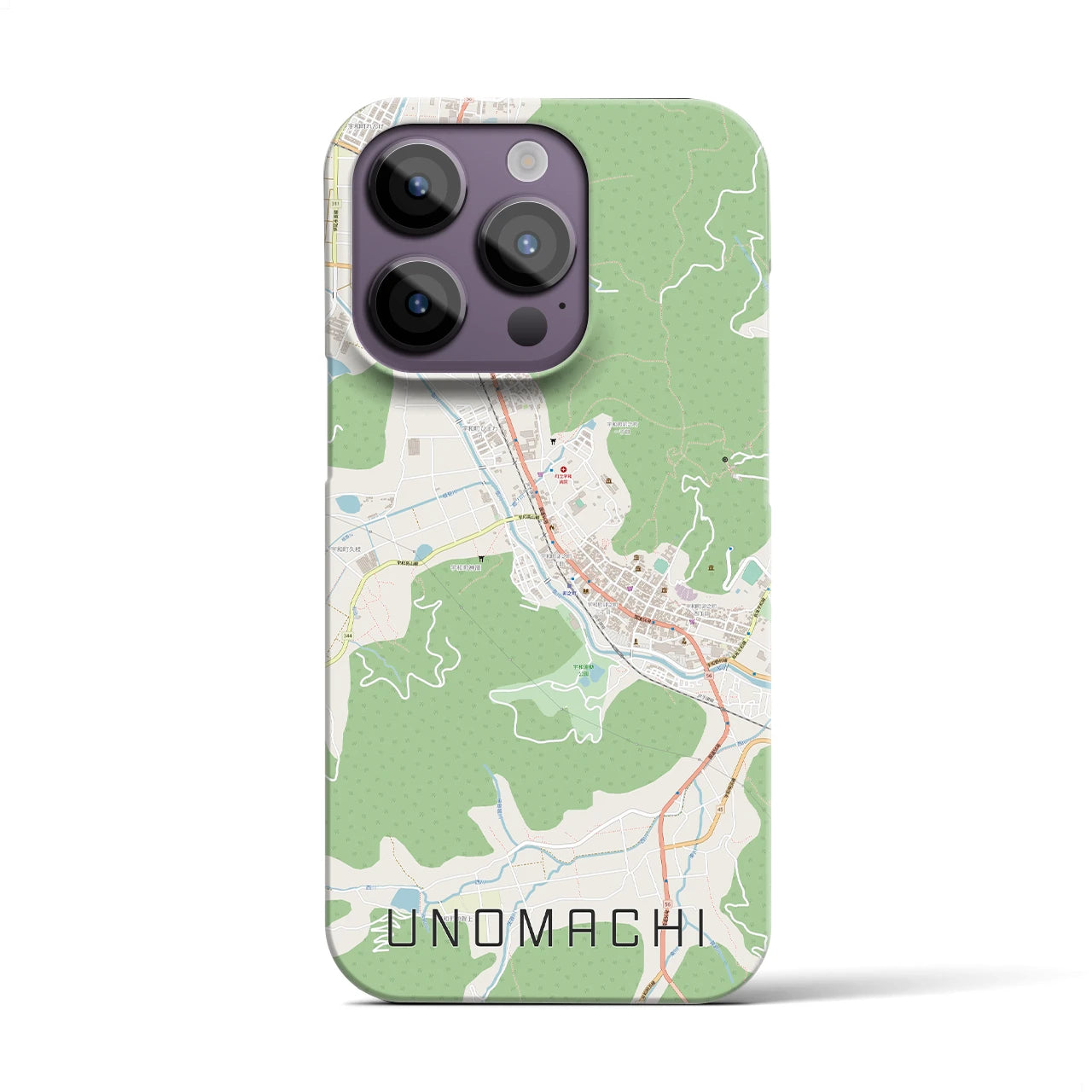 【卯之町】地図柄iPhoneケース（バックカバータイプ・ナチュラル）iPhone 14 Pro 用