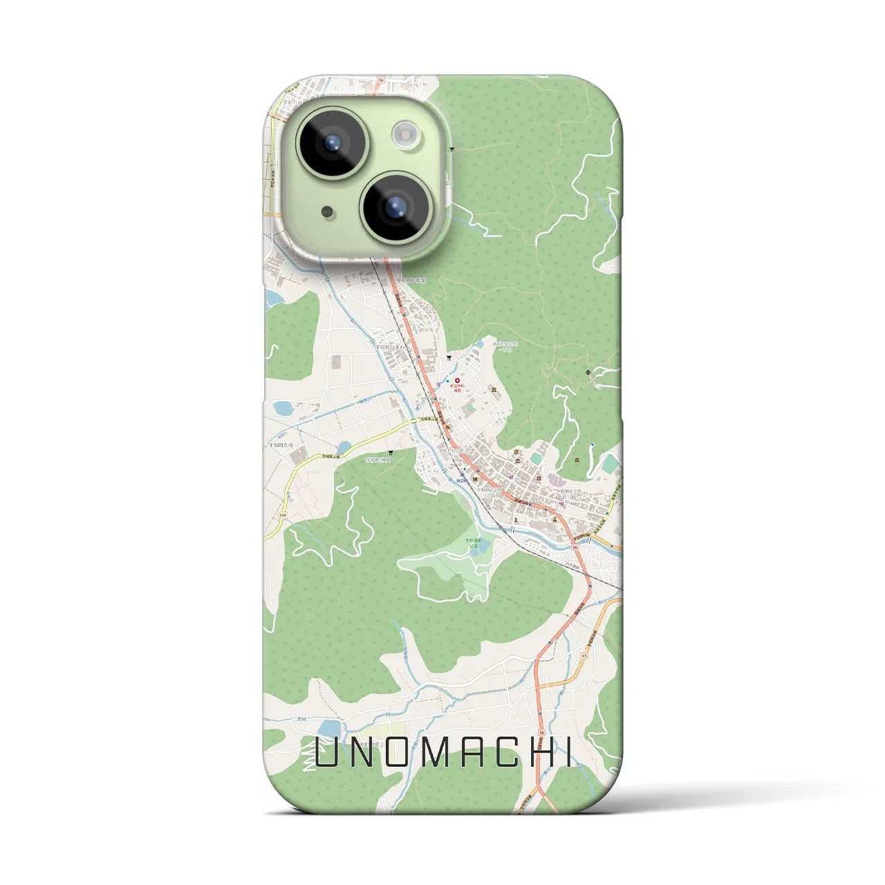 【卯之町】地図柄iPhoneケース（バックカバータイプ・ナチュラル）iPhone 15 用