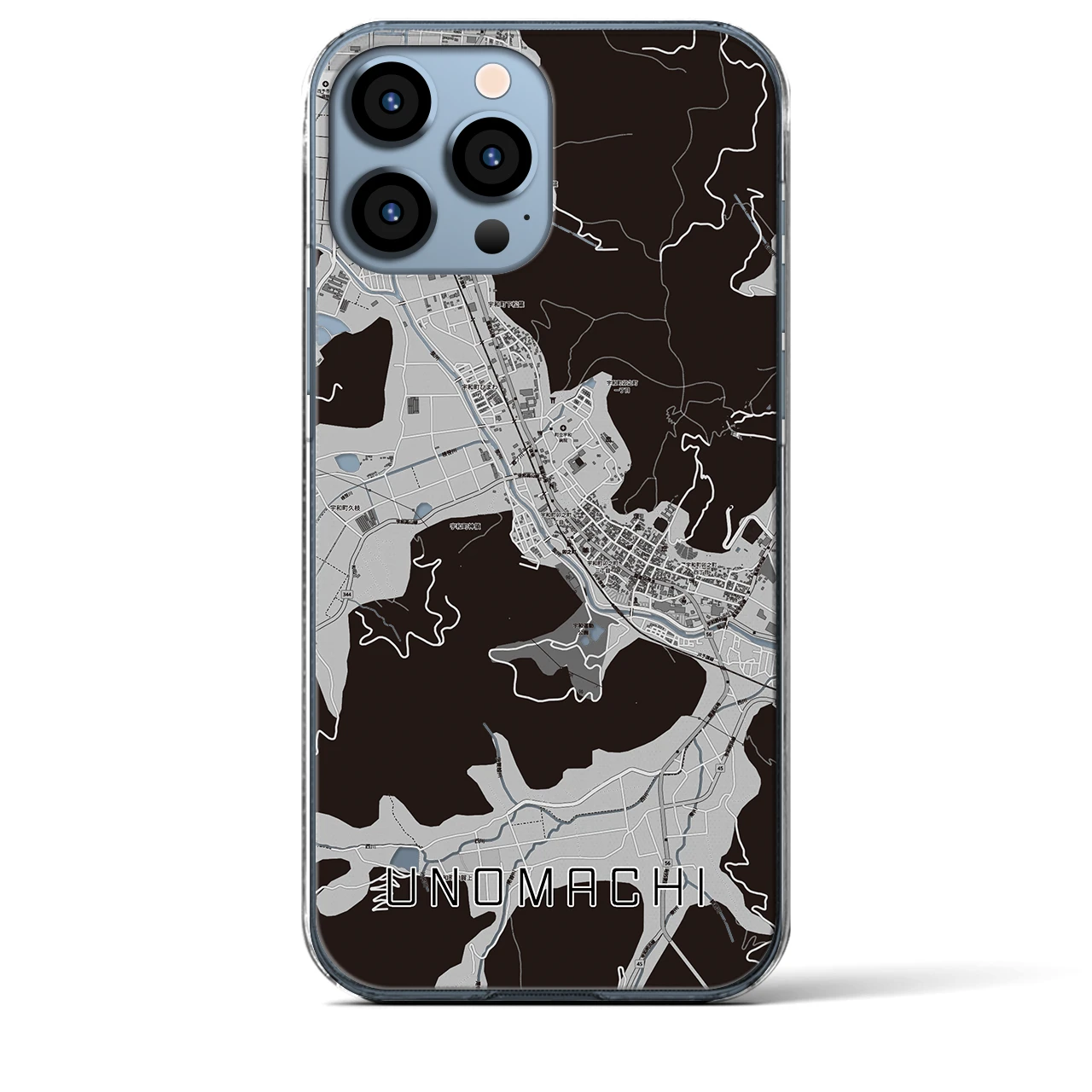 【卯之町】地図柄iPhoneケース（クリアタイプ・モノトーン）iPhone 13 Pro Max 用