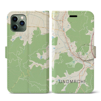 【卯之町（愛媛県）】地図柄iPhoneケース（手帳タイプ）ナチュラル・iPhone 11 Pro 用