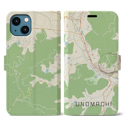 【卯之町（愛媛県）】地図柄iPhoneケース（手帳タイプ）ナチュラル・iPhone 13 用