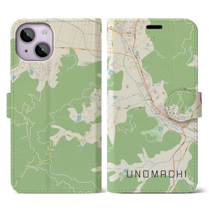 【卯之町（愛媛県）】地図柄iPhoneケース（手帳タイプ）ナチュラル・iPhone 14 用