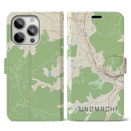 【卯之町（愛媛県）】地図柄iPhoneケース（手帳タイプ）ナチュラル・iPhone 15 Pro 用
