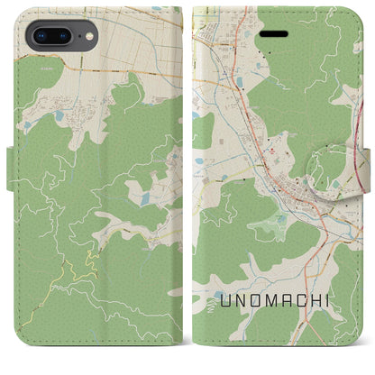 【卯之町（愛媛県）】地図柄iPhoneケース（手帳タイプ）ナチュラル・iPhone 8Plus /7Plus / 6sPlus / 6Plus 用