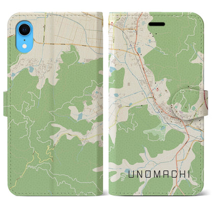 【卯之町（愛媛県）】地図柄iPhoneケース（手帳タイプ）ナチュラル・iPhone XR 用