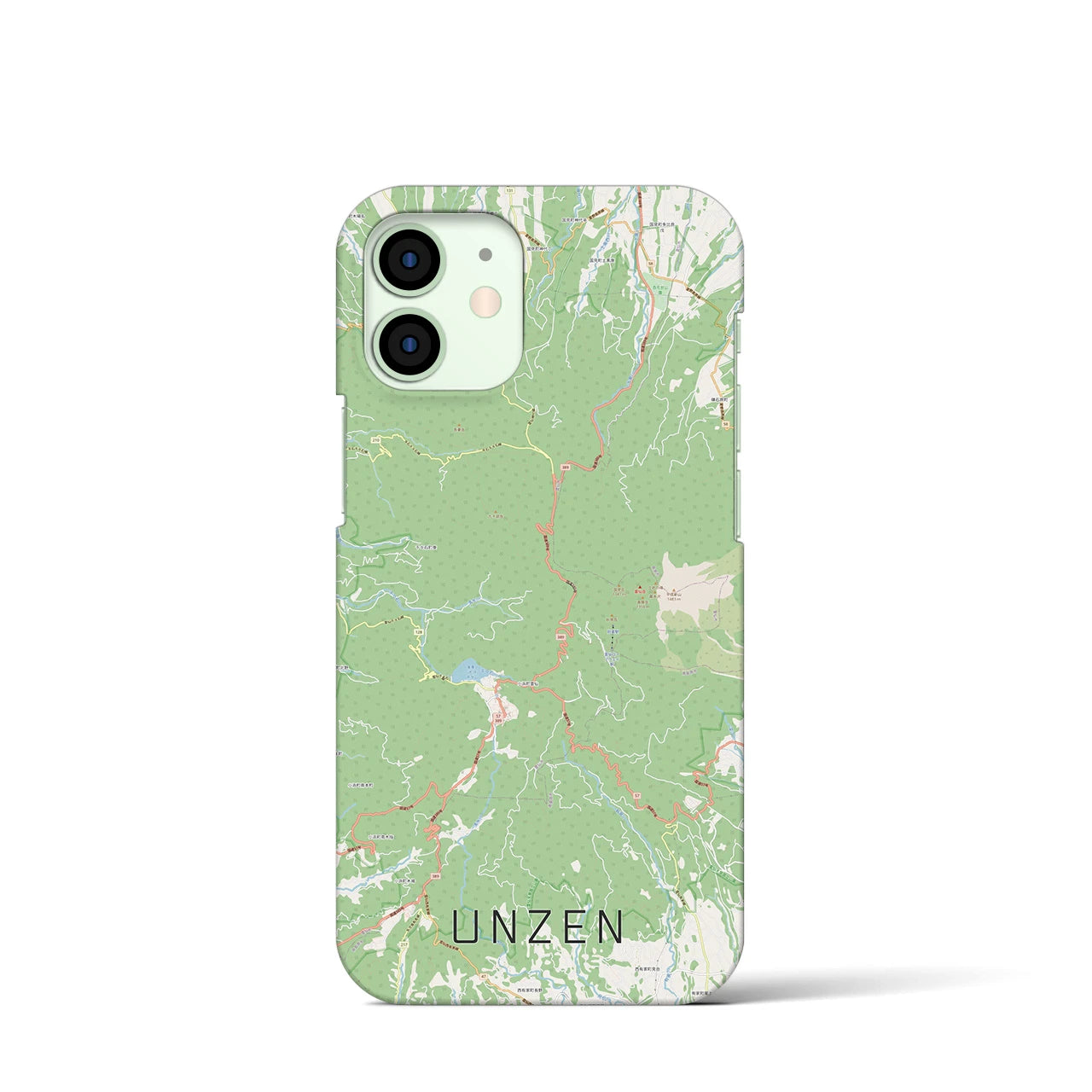 【雲仙】地図柄iPhoneケース（バックカバータイプ・ナチュラル）iPhone 12 mini 用