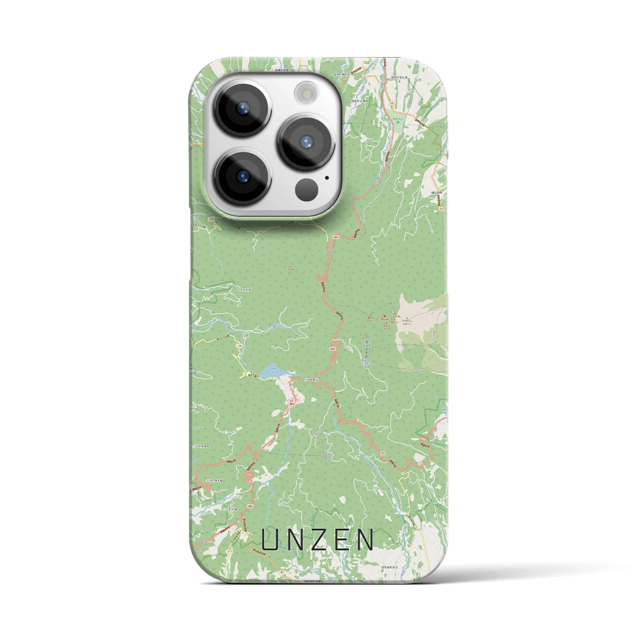 【雲仙】地図柄iPhoneケース（バックカバータイプ・ナチュラル）iPhone 14 Pro 用