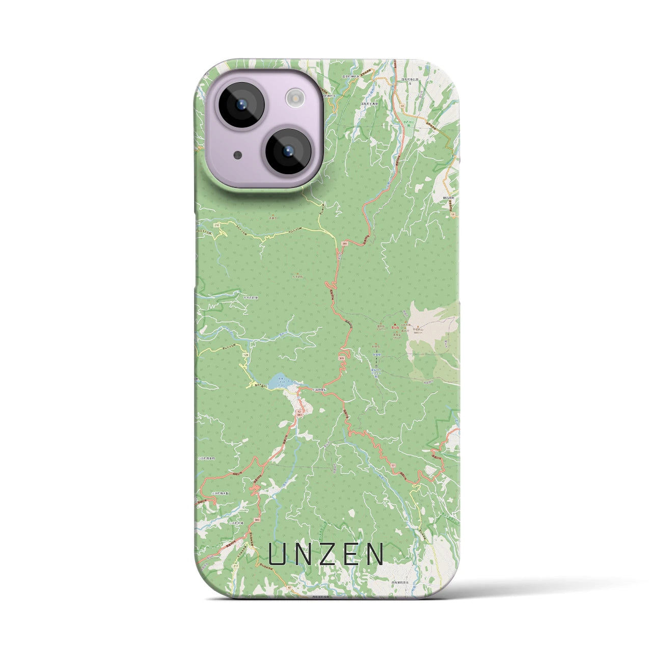 【雲仙】地図柄iPhoneケース（バックカバータイプ・ナチュラル）iPhone 14 用