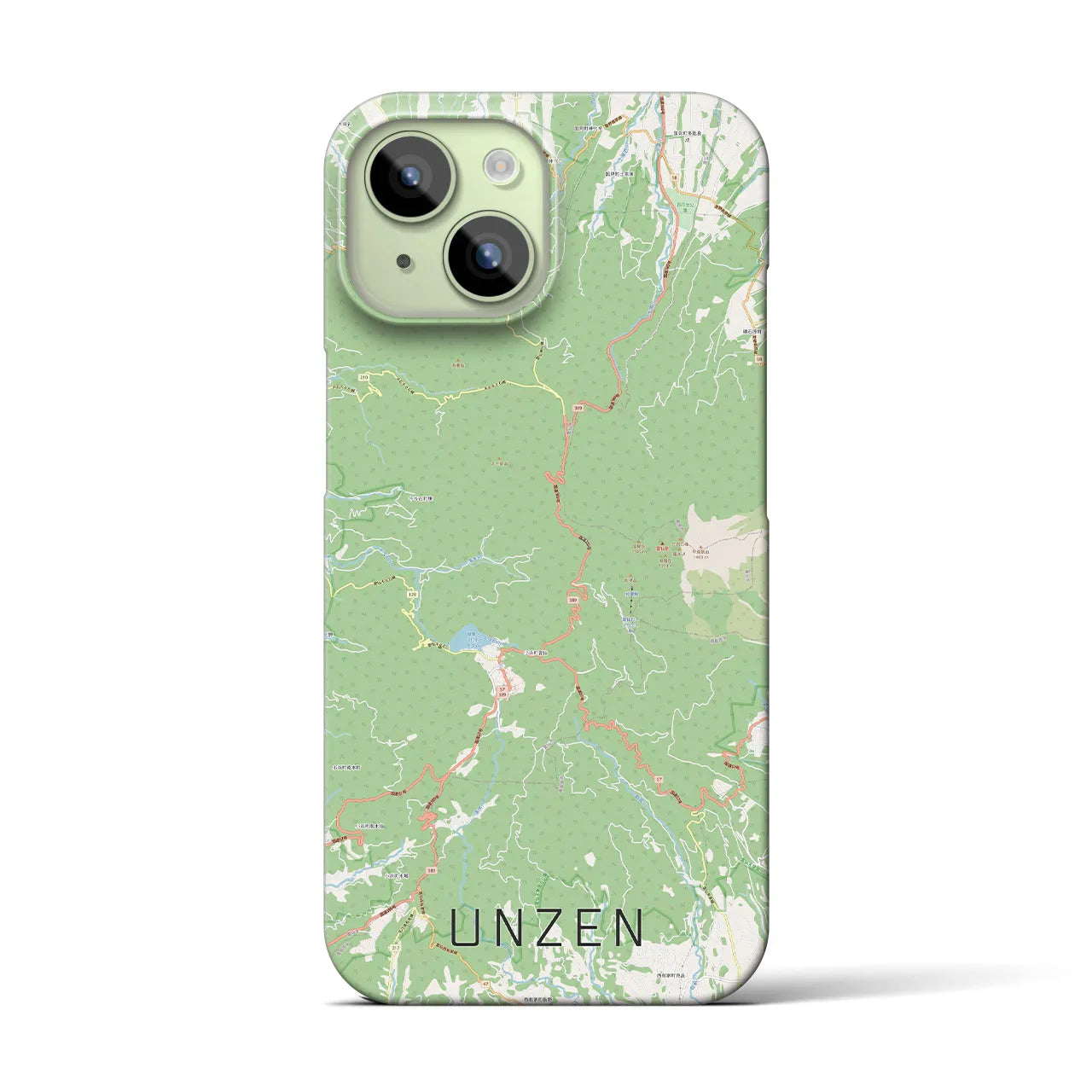 【雲仙】地図柄iPhoneケース（バックカバータイプ・ナチュラル）iPhone 15 用