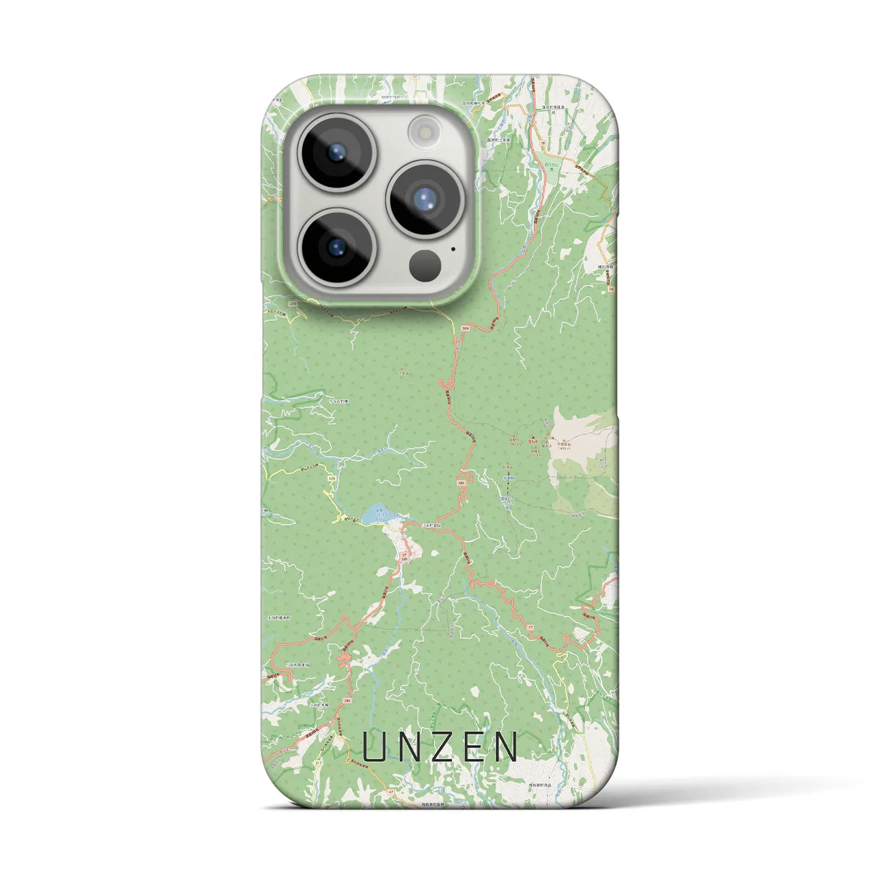 【雲仙】地図柄iPhoneケース（バックカバータイプ・ナチュラル）iPhone 15 Pro 用