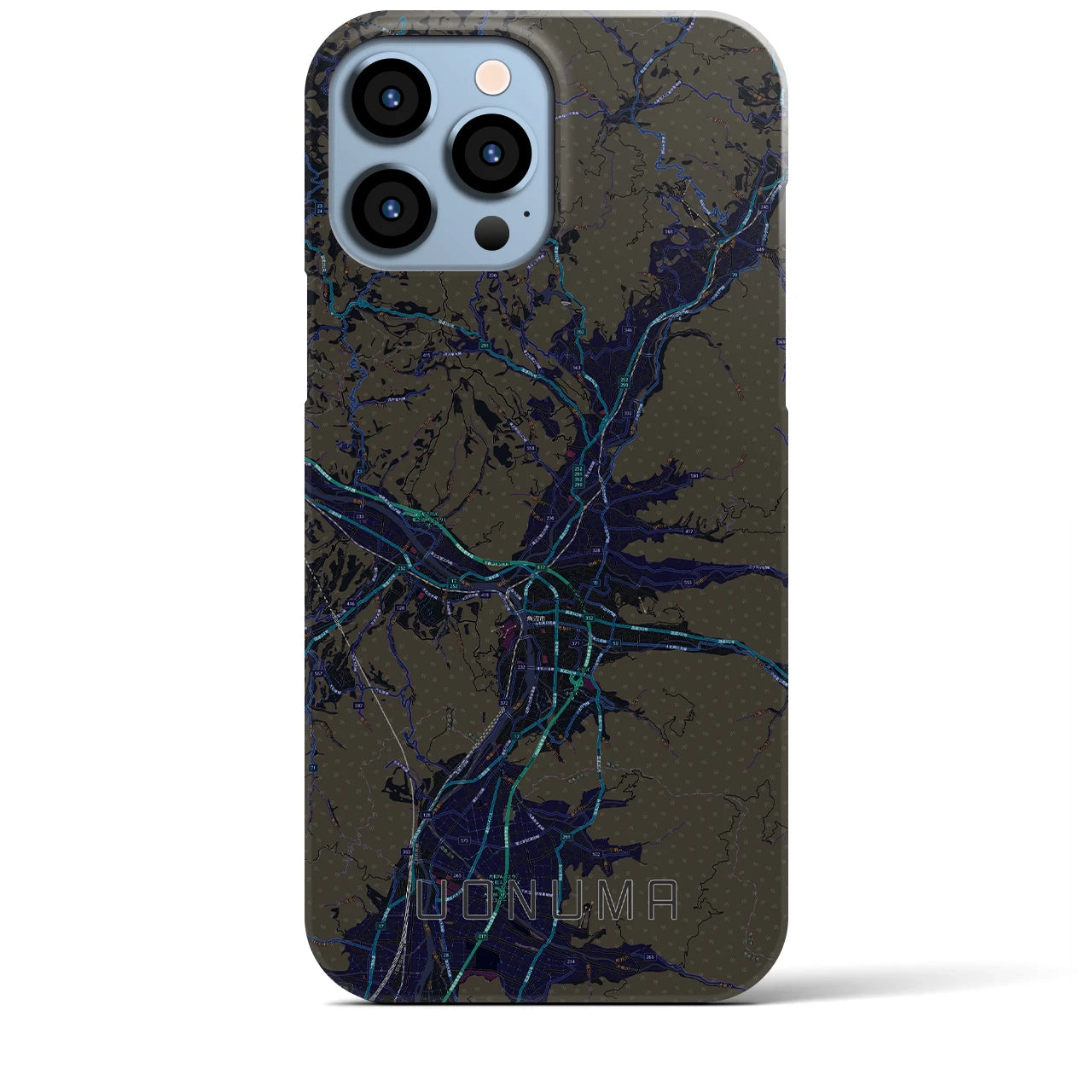 【魚沼】地図柄iPhoneケース（バックカバータイプ・ブラック）iPhone 13 Pro Max 用