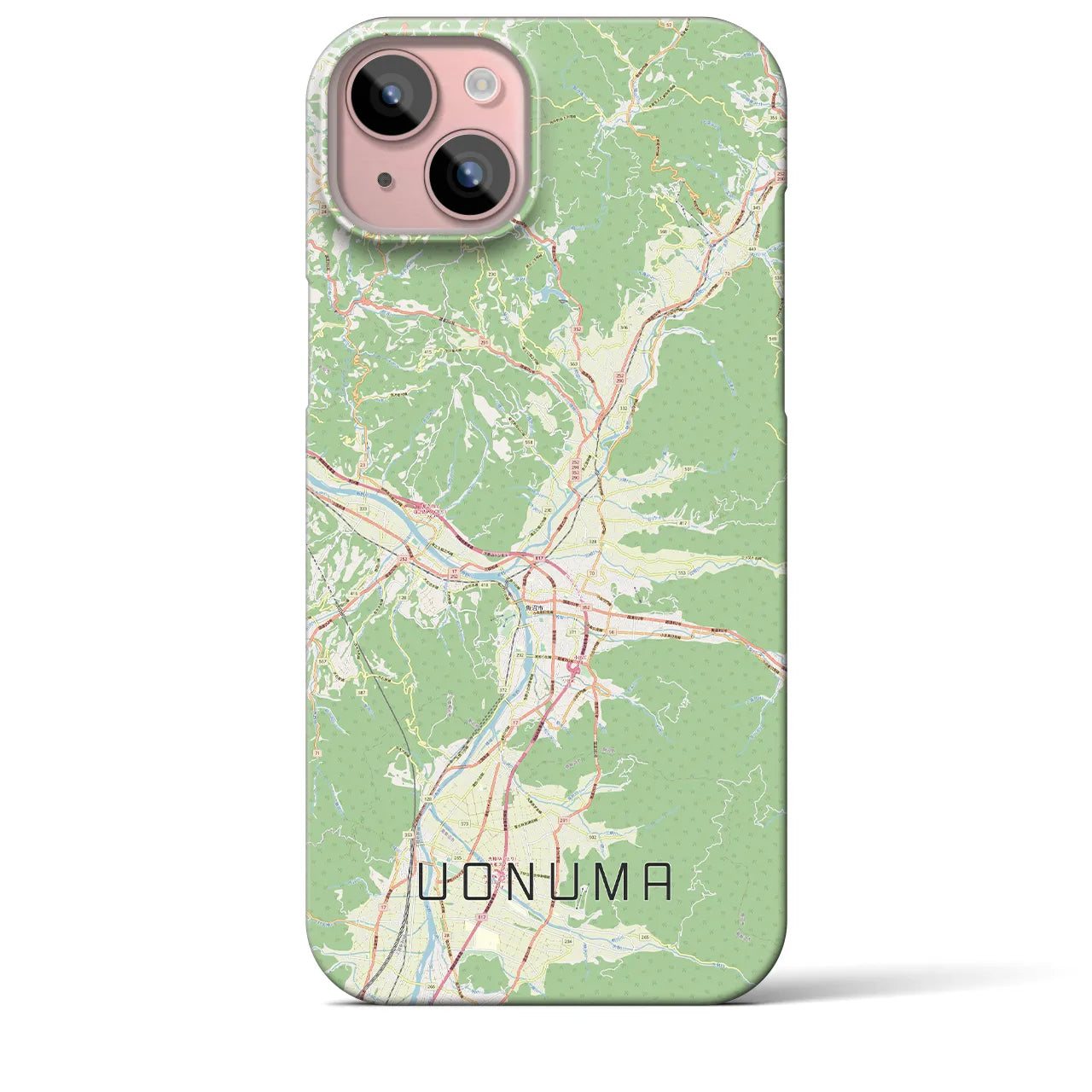 【魚沼】地図柄iPhoneケース（バックカバータイプ・ナチュラル）iPhone 15 Plus 用