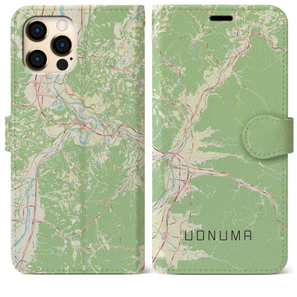 【魚沼（新潟県）】地図柄iPhoneケース（手帳タイプ）ナチュラル・iPhone 12 Pro Max 用
