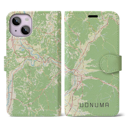 【魚沼（新潟県）】地図柄iPhoneケース（手帳タイプ）ナチュラル・iPhone 14 用