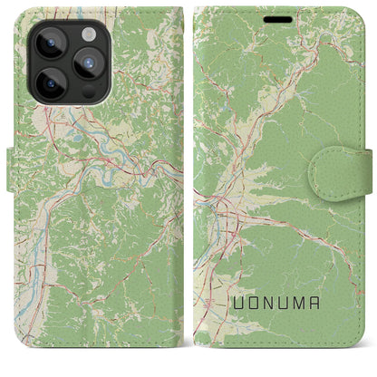 【魚沼（新潟県）】地図柄iPhoneケース（手帳タイプ）ナチュラル・iPhone 15 Pro Max 用