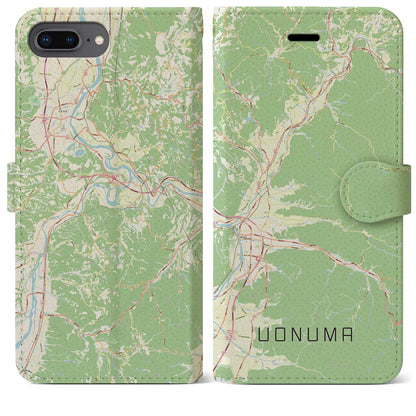 【魚沼（新潟県）】地図柄iPhoneケース（手帳タイプ）ナチュラル・iPhone 8Plus /7Plus / 6sPlus / 6Plus 用