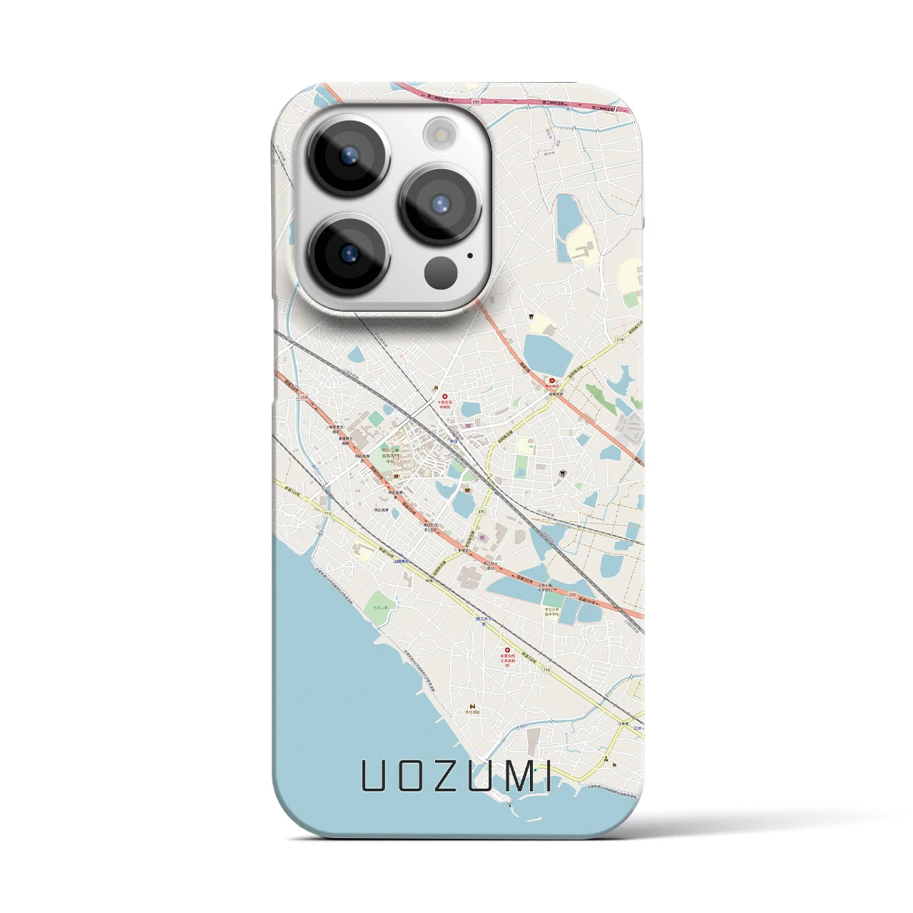 【魚住】地図柄iPhoneケース（バックカバータイプ・ナチュラル）iPhone 14 Pro 用