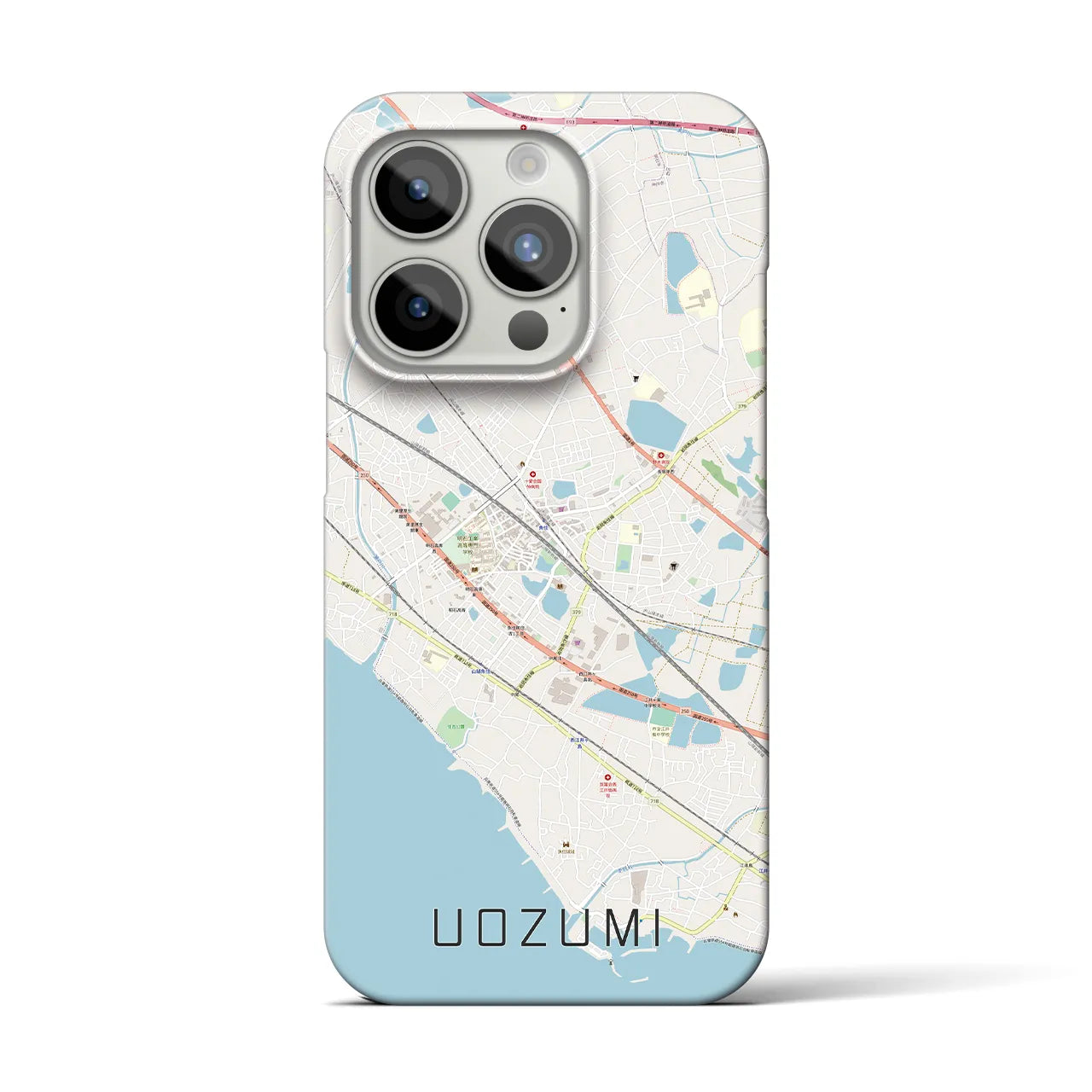 【魚住】地図柄iPhoneケース（バックカバータイプ・ナチュラル）iPhone 15 Pro 用