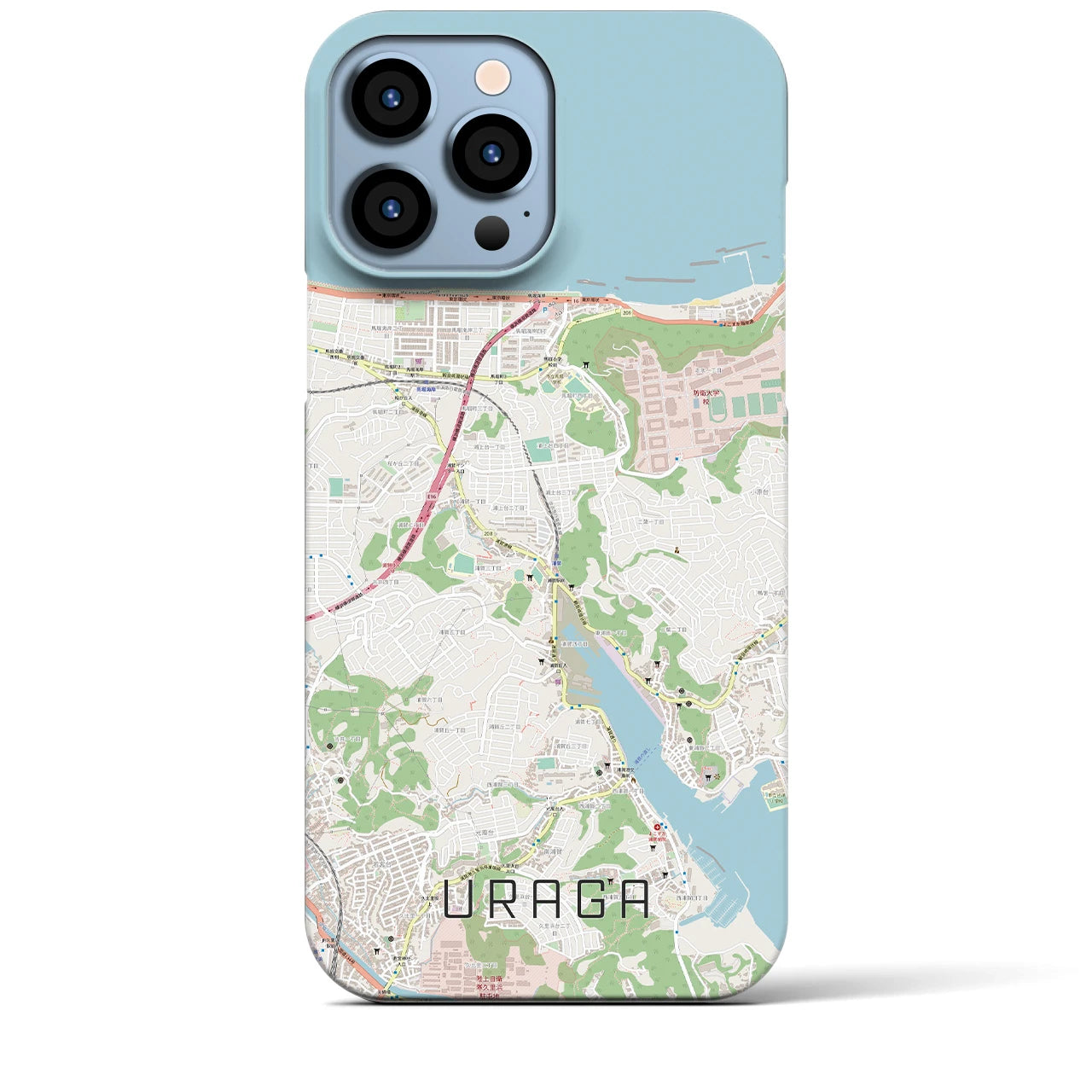 【浦賀】地図柄iPhoneケース（バックカバータイプ・ナチュラル）iPhone 13 Pro Max 用