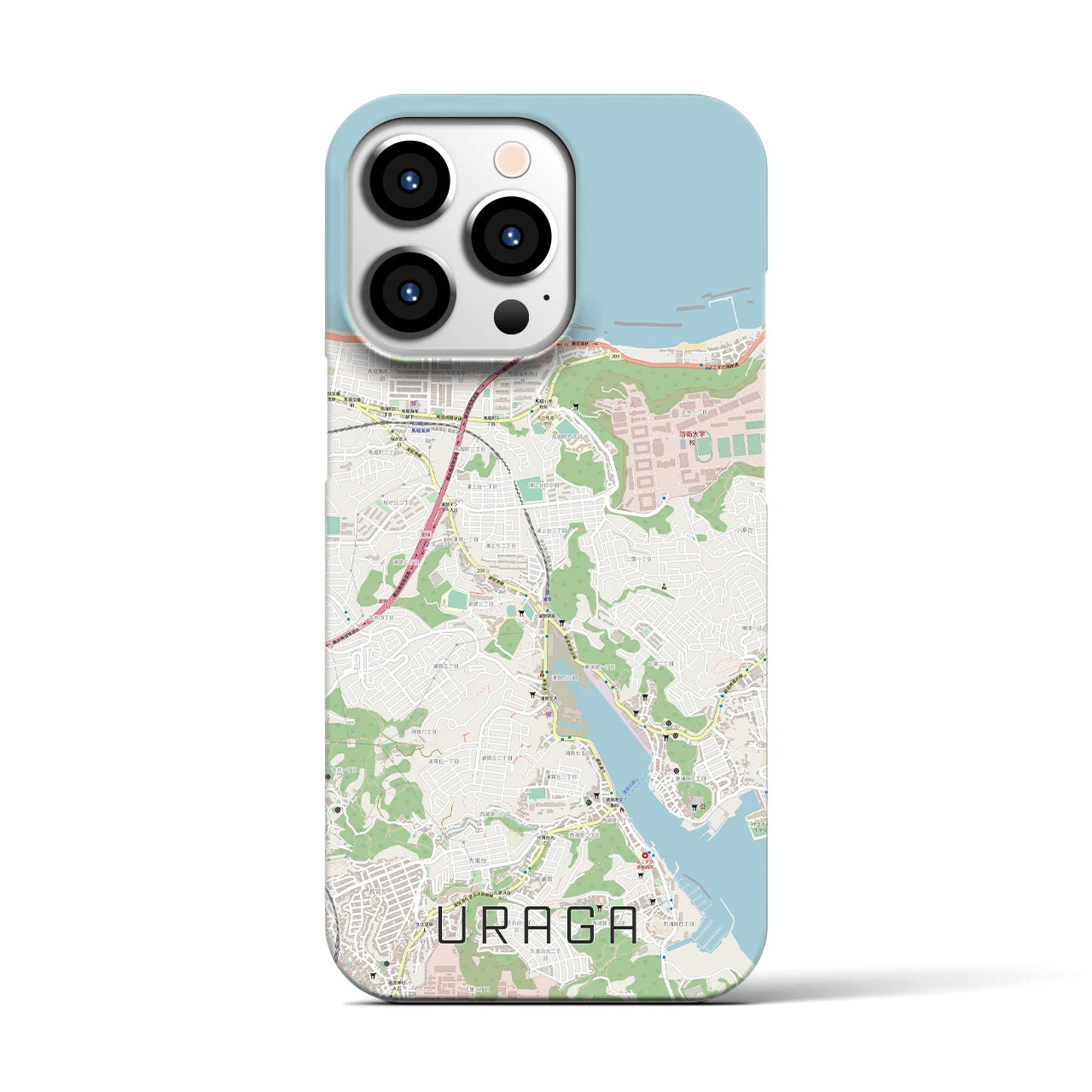 【浦賀】地図柄iPhoneケース（バックカバータイプ・ナチュラル）iPhone 13 Pro 用