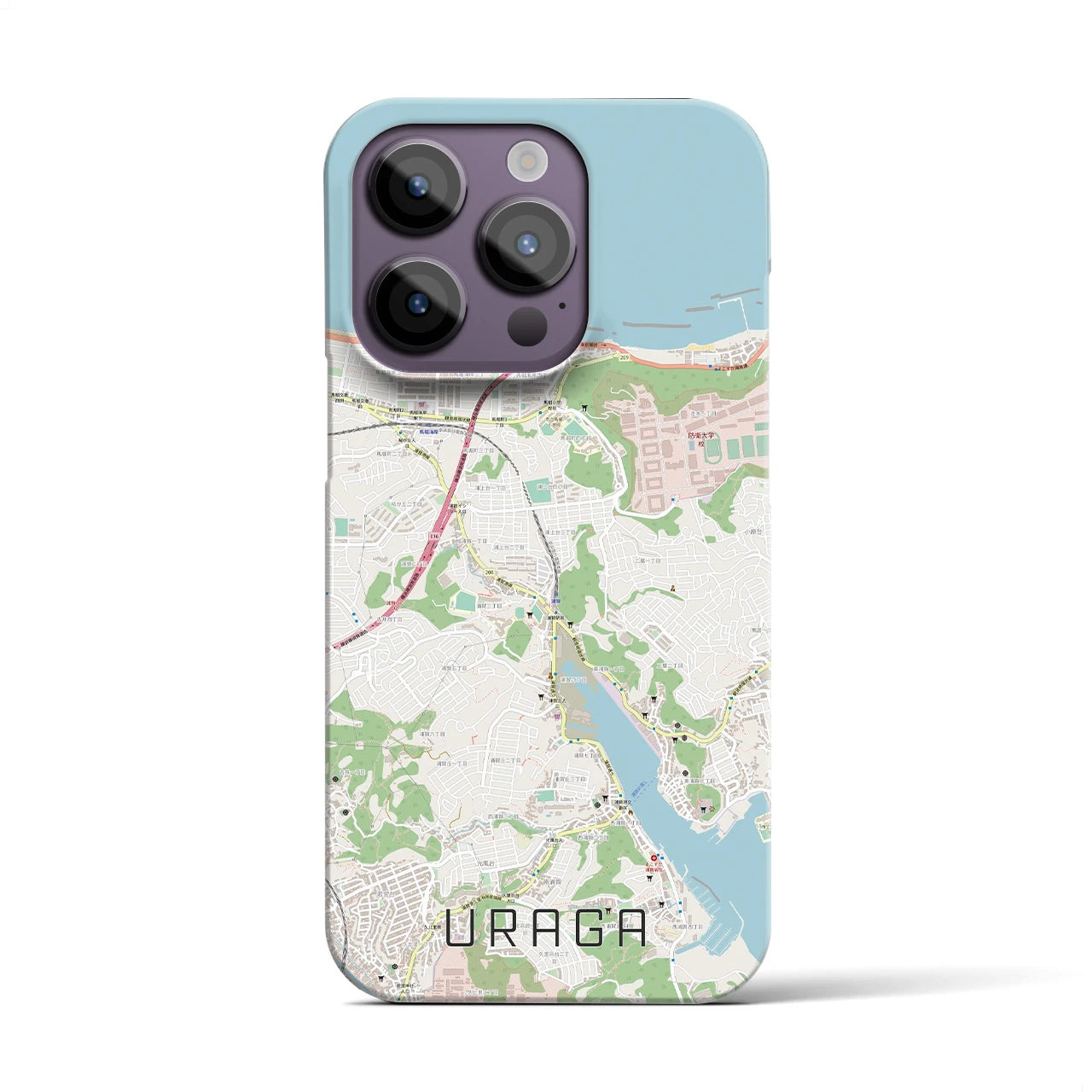 【浦賀】地図柄iPhoneケース（バックカバータイプ・ナチュラル）iPhone 14 Pro 用