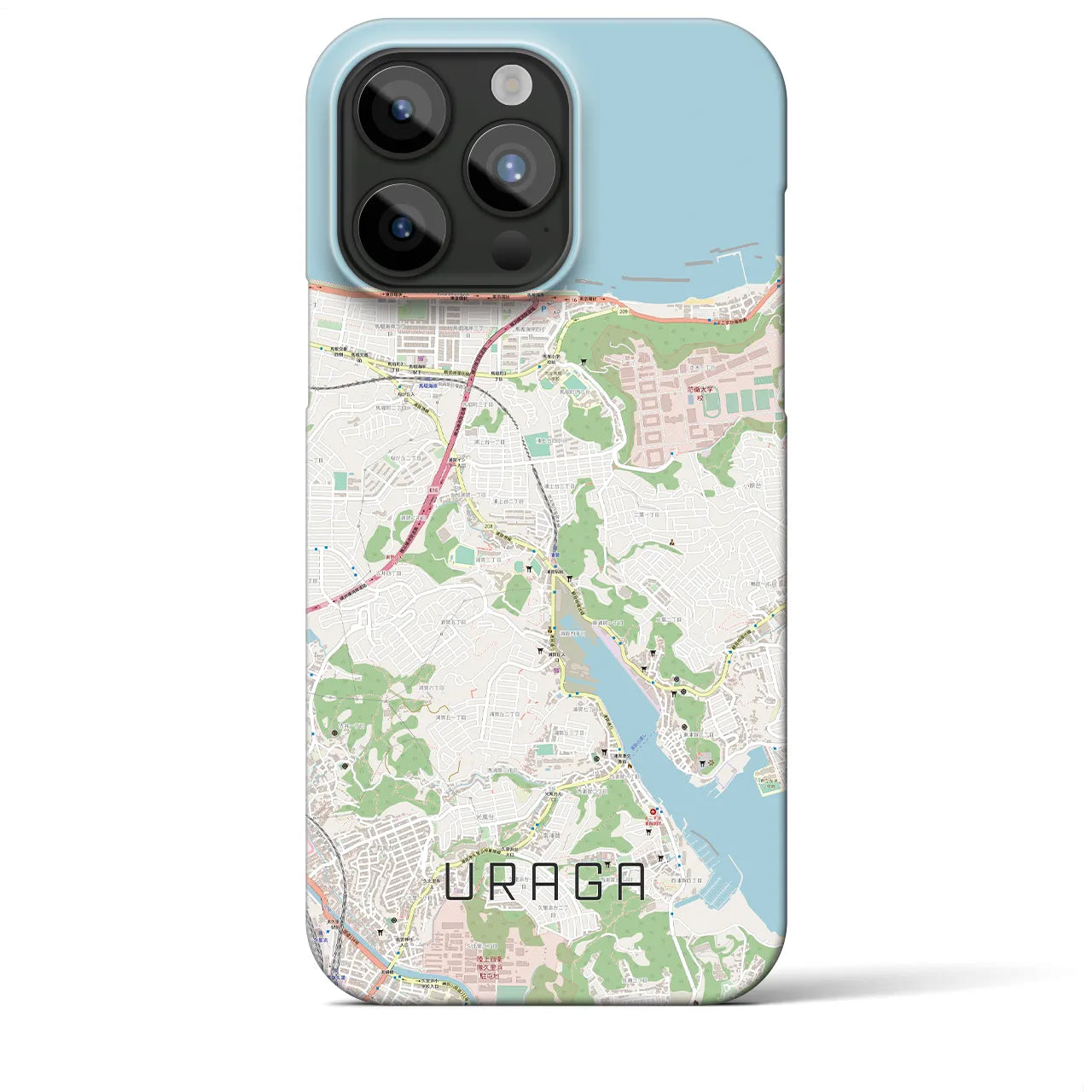【浦賀】地図柄iPhoneケース（バックカバータイプ・ナチュラル）iPhone 15 Pro Max 用
