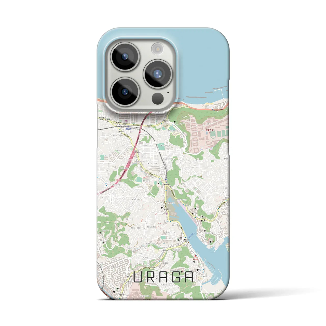 【浦賀】地図柄iPhoneケース（バックカバータイプ・ナチュラル）iPhone 15 Pro 用