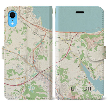 【浦賀（神奈川県）】地図柄iPhoneケース（手帳タイプ）ナチュラル・iPhone XR 用