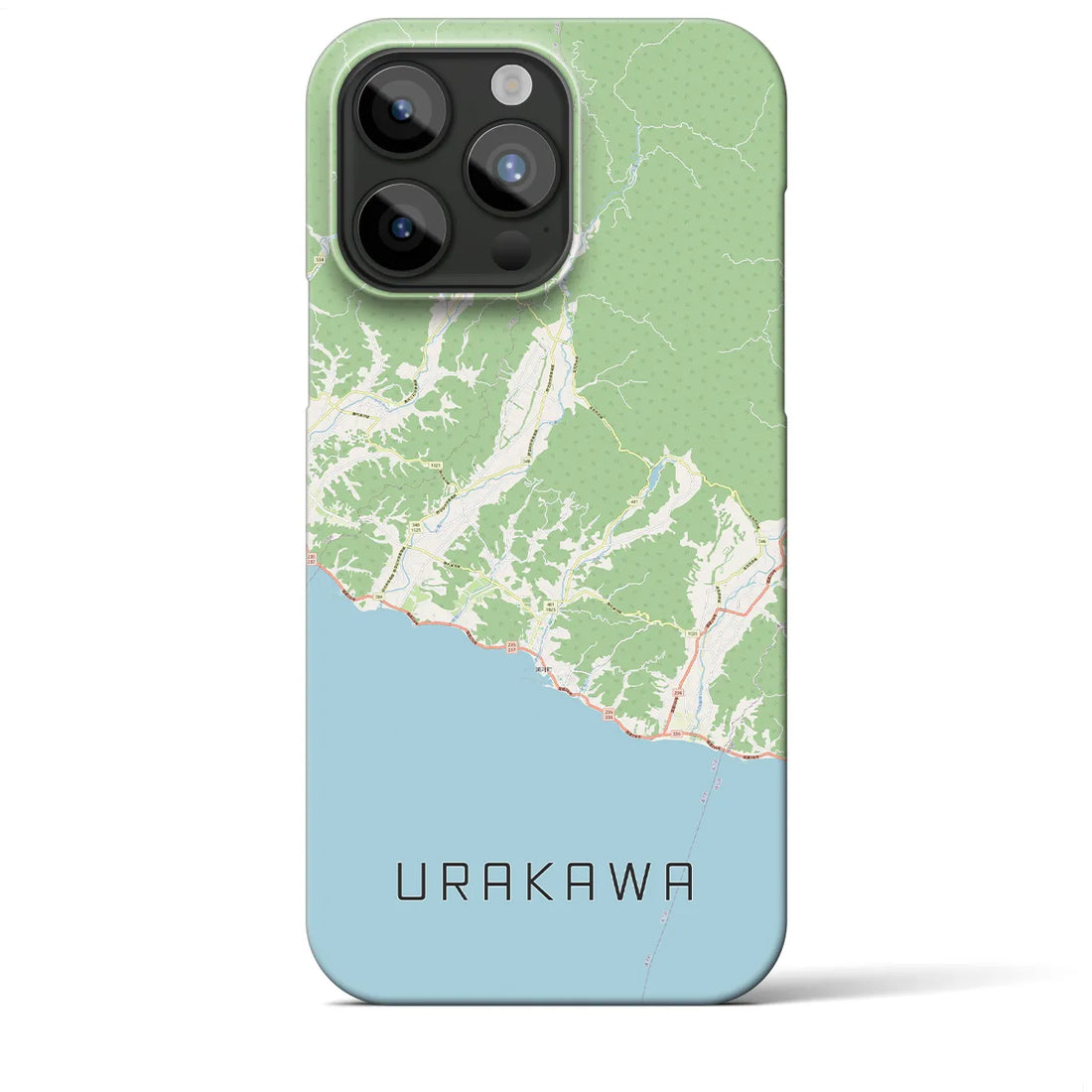 【浦河】地図柄iPhoneケース（バックカバータイプ・ナチュラル）iPhone 15 Pro Max 用