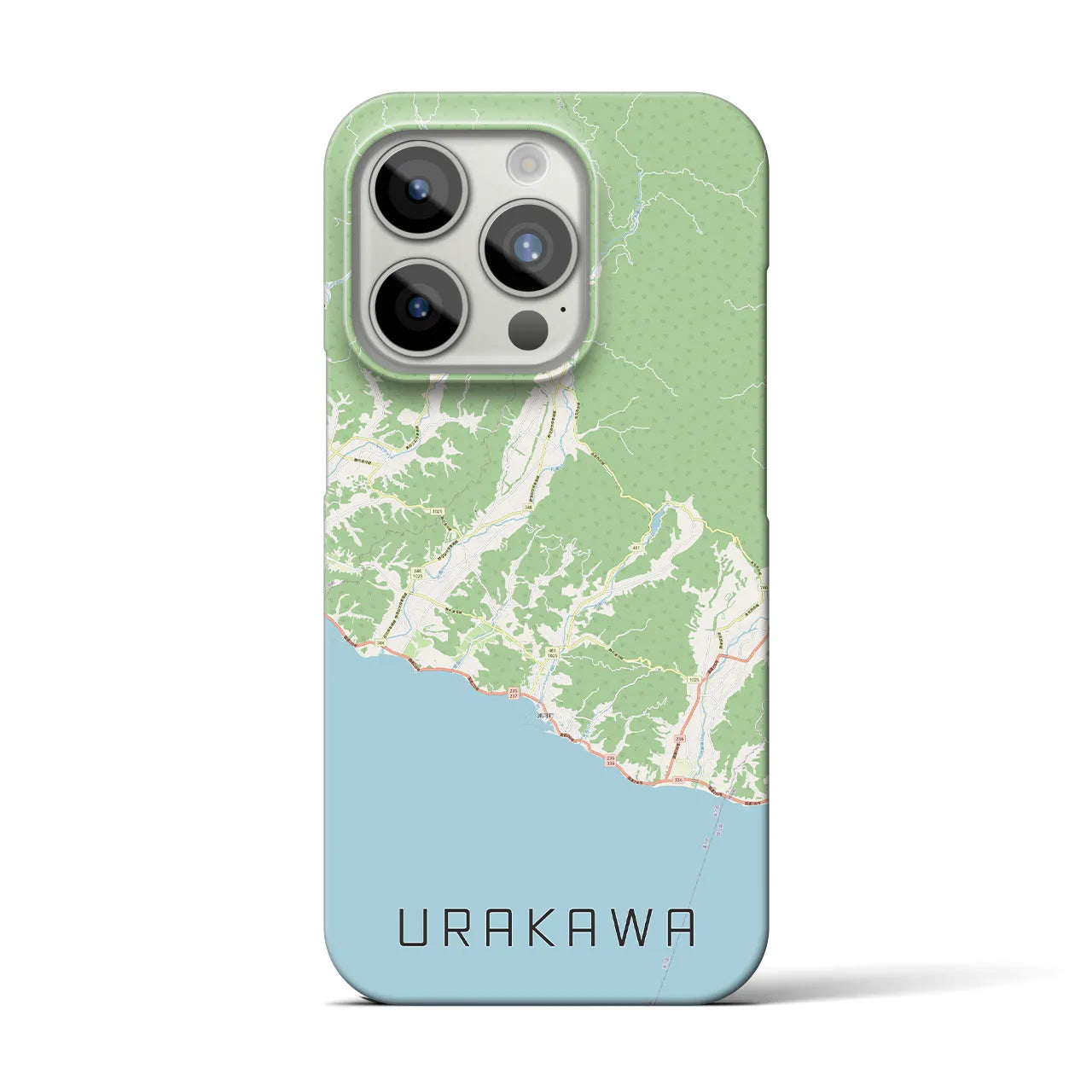 【浦河】地図柄iPhoneケース（バックカバータイプ・ナチュラル）iPhone 15 Pro 用