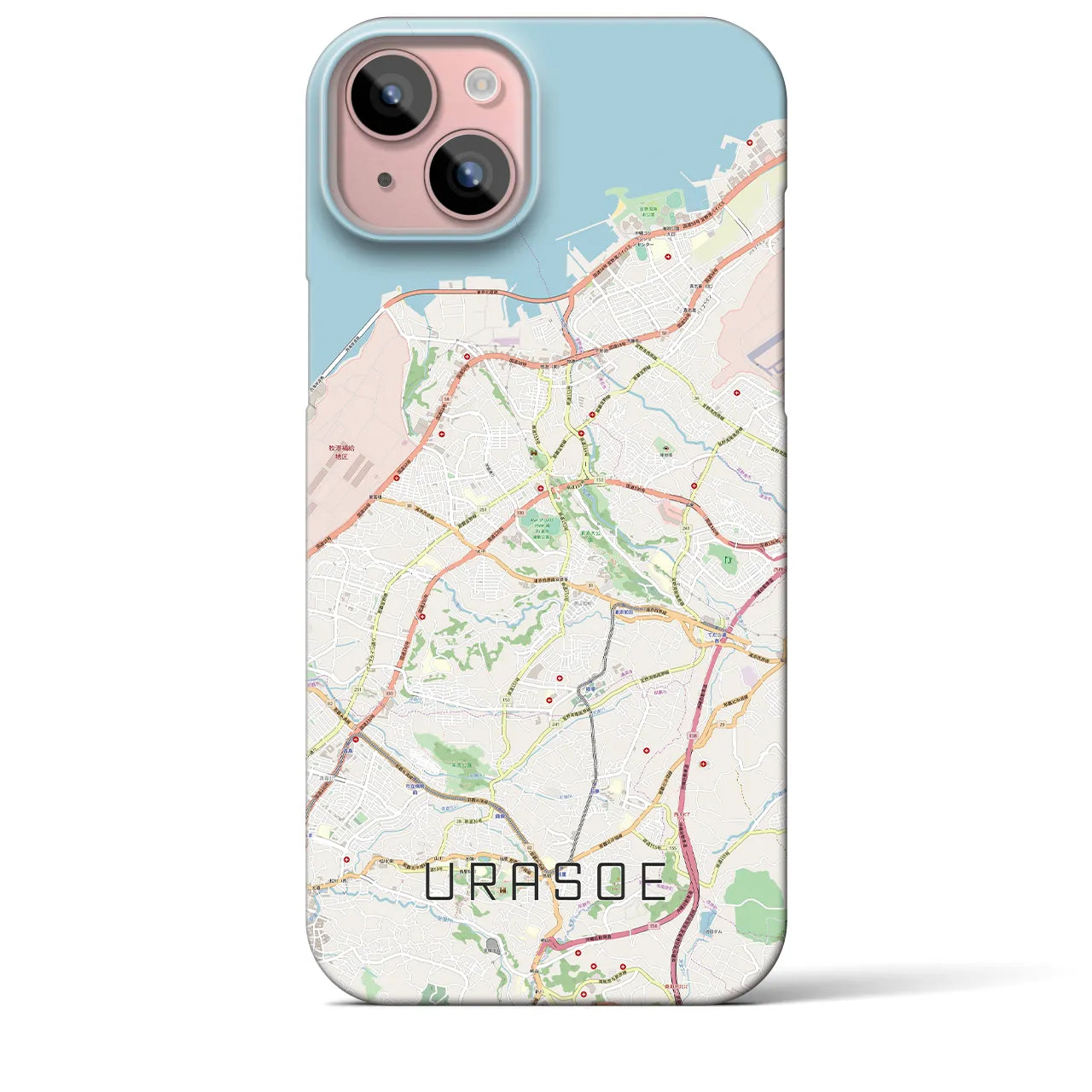 【浦添】地図柄iPhoneケース（バックカバータイプ・ナチュラル）iPhone 15 Plus 用