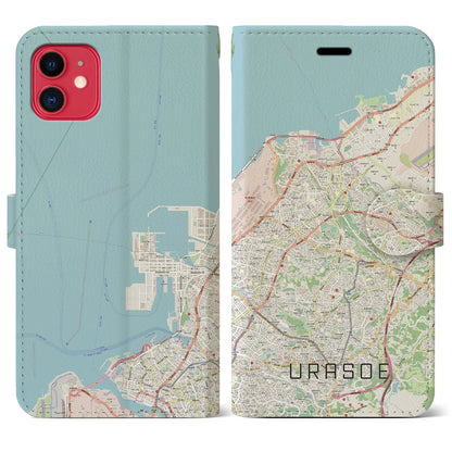 【浦添（沖縄県）】地図柄iPhoneケース（手帳タイプ）ナチュラル・iPhone 11 用