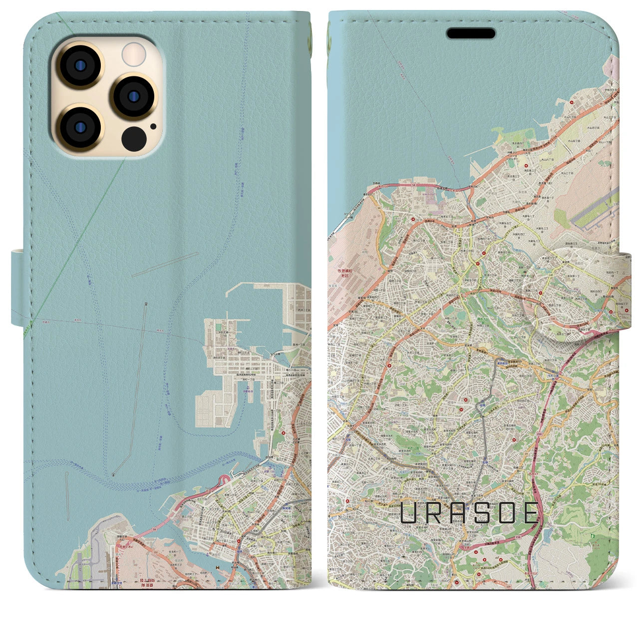 【浦添】地図柄iPhoneケース（手帳両面タイプ・ナチュラル）iPhone 12 Pro Max 用