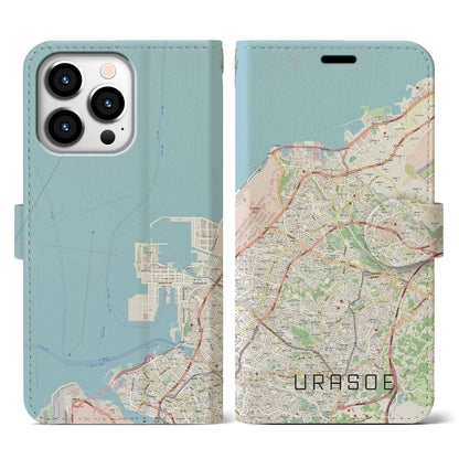 【浦添（沖縄県）】地図柄iPhoneケース（手帳タイプ）ナチュラル・iPhone 13 Pro 用