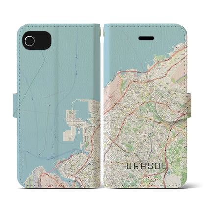 【浦添（沖縄県）】地図柄iPhoneケース（手帳タイプ）ナチュラル・iPhone SE（第3 / 第2世代） / 8 / 7 / 6s / 6 用