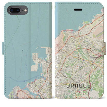 【浦添（沖縄県）】地図柄iPhoneケース（手帳タイプ）ナチュラル・iPhone 8Plus /7Plus / 6sPlus / 6Plus 用