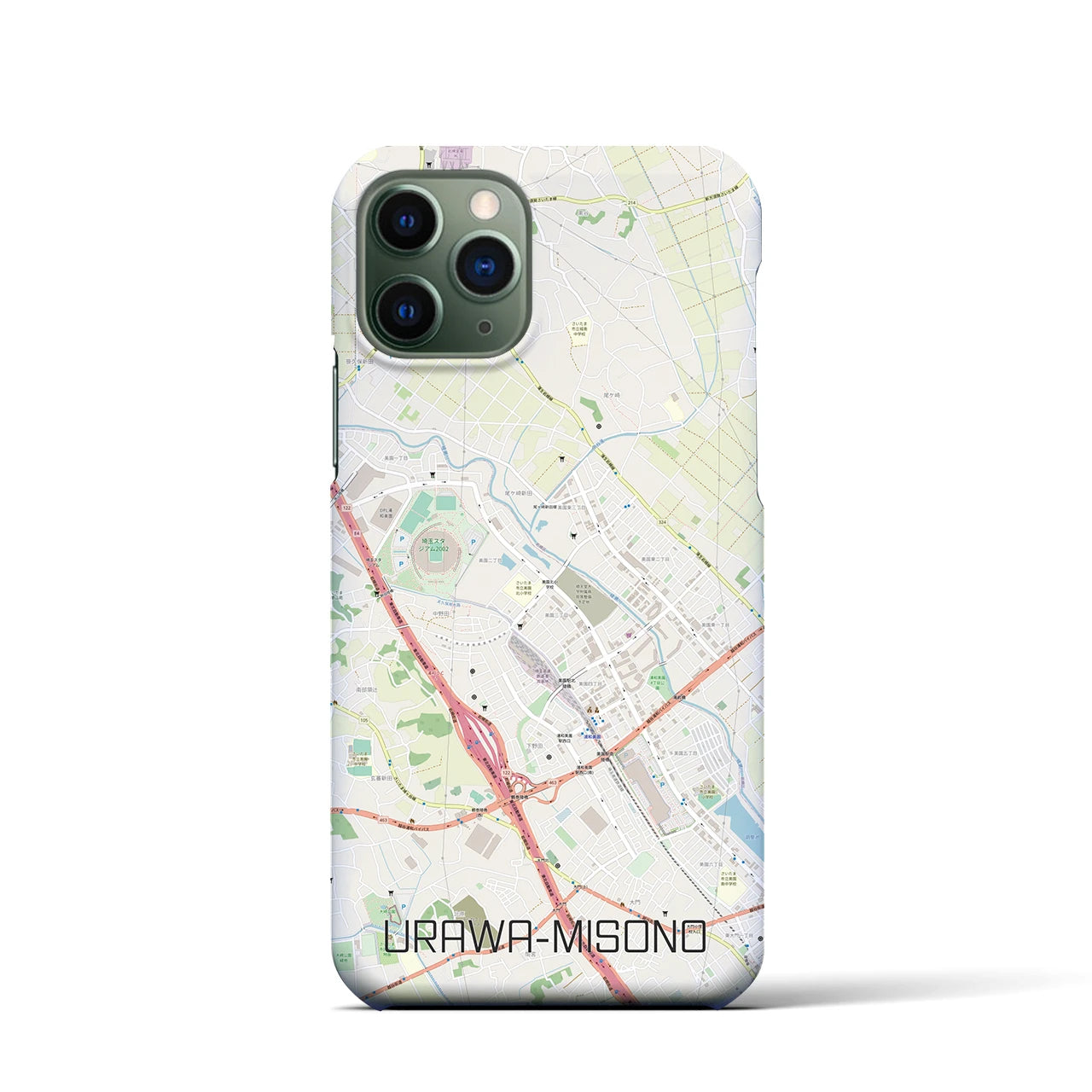 【浦和美園2】地図柄iPhoneケース（バックカバータイプ・ナチュラル）iPhone 11 Pro 用