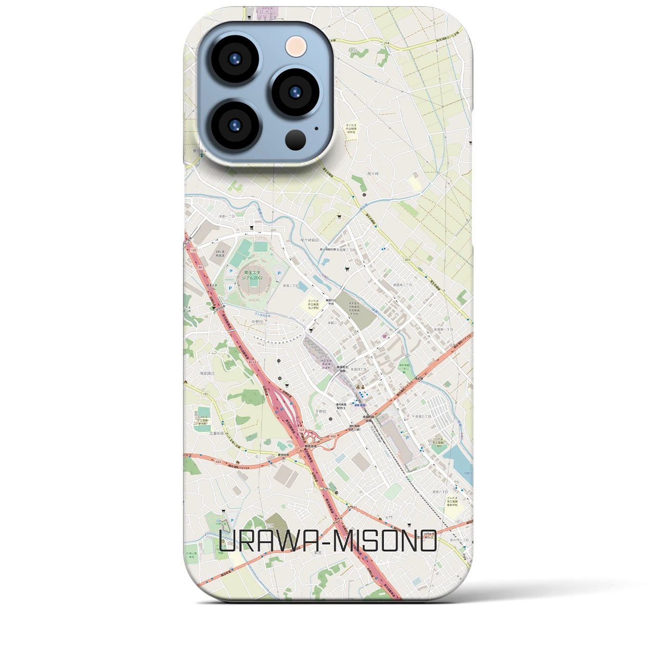 【浦和美園2】地図柄iPhoneケース（バックカバータイプ・ナチュラル）iPhone 13 Pro Max 用