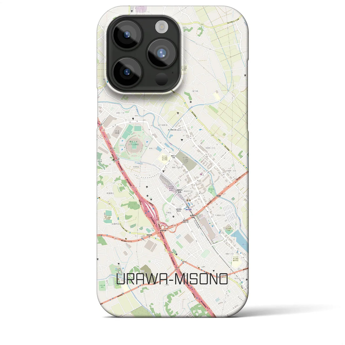 【浦和美園2】地図柄iPhoneケース（バックカバータイプ・ナチュラル）iPhone 15 Pro Max 用