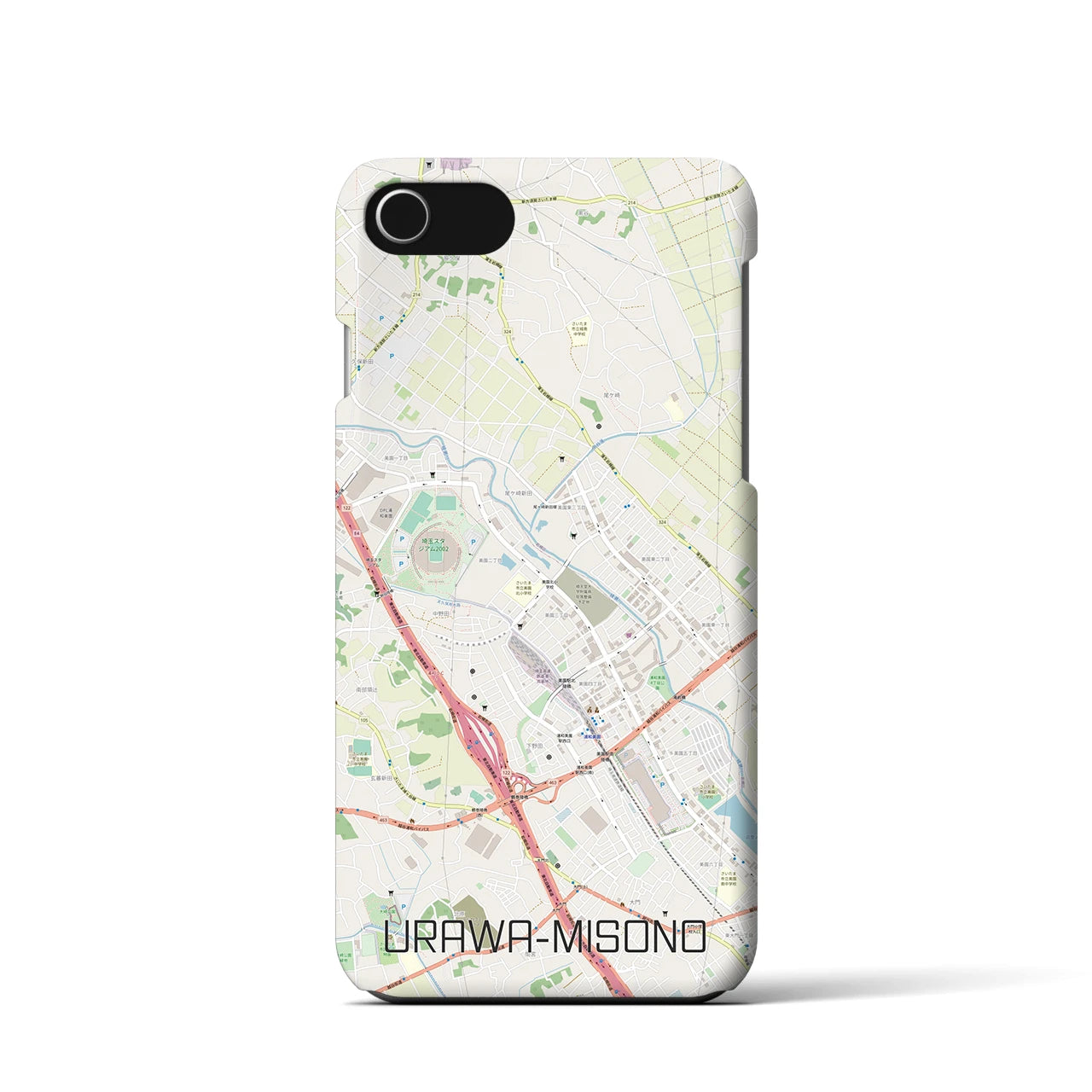 【浦和美園2】地図柄iPhoneケース（バックカバータイプ・ナチュラル）iPhone SE（第3 / 第2世代） / 8 / 7 / 6s / 6 用