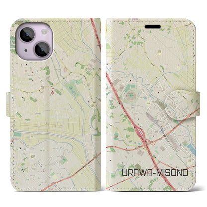 【浦和美園2（埼玉県）】地図柄iPhoneケース（手帳タイプ）ナチュラル・iPhone 14 用