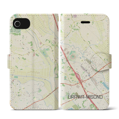 【浦和美園2（埼玉県）】地図柄iPhoneケース（手帳タイプ）ナチュラル・iPhone SE（第3 / 第2世代） / 8 / 7 / 6s / 6 用