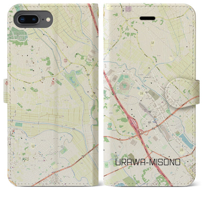 【浦和美園2（埼玉県）】地図柄iPhoneケース（手帳タイプ）ナチュラル・iPhone 8Plus /7Plus / 6sPlus / 6Plus 用
