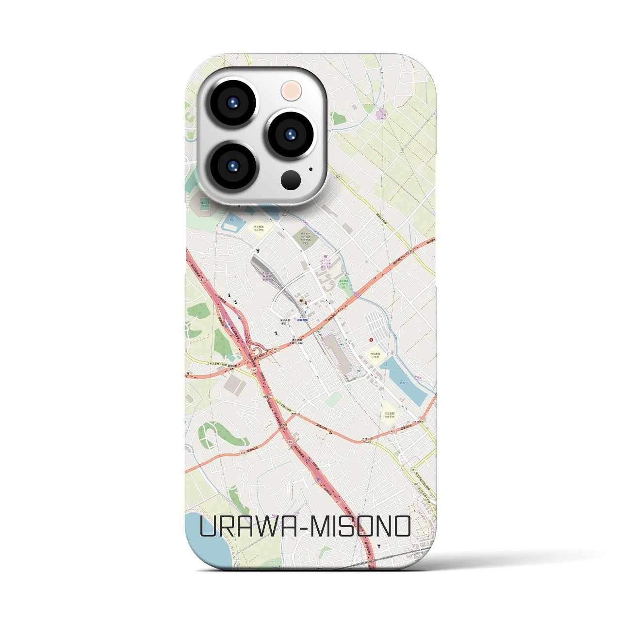 【浦和美園】地図柄iPhoneケース（バックカバータイプ・ナチュラル）iPhone 13 Pro 用