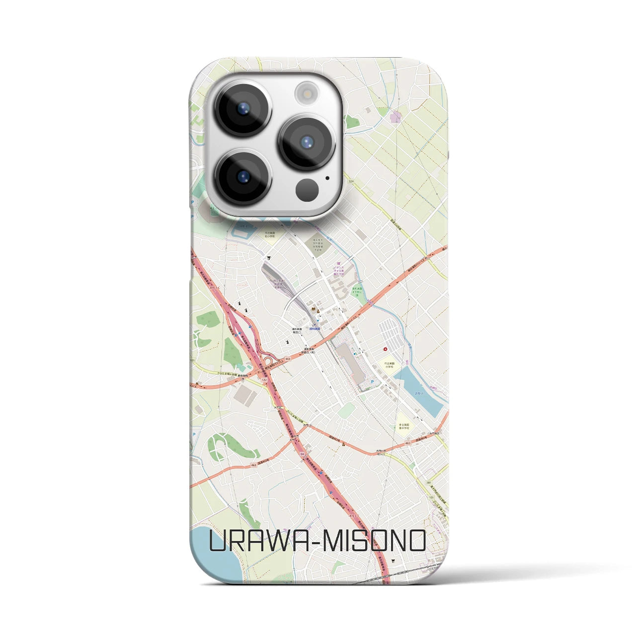 【浦和美園】地図柄iPhoneケース（バックカバータイプ・ナチュラル）iPhone 14 Pro 用