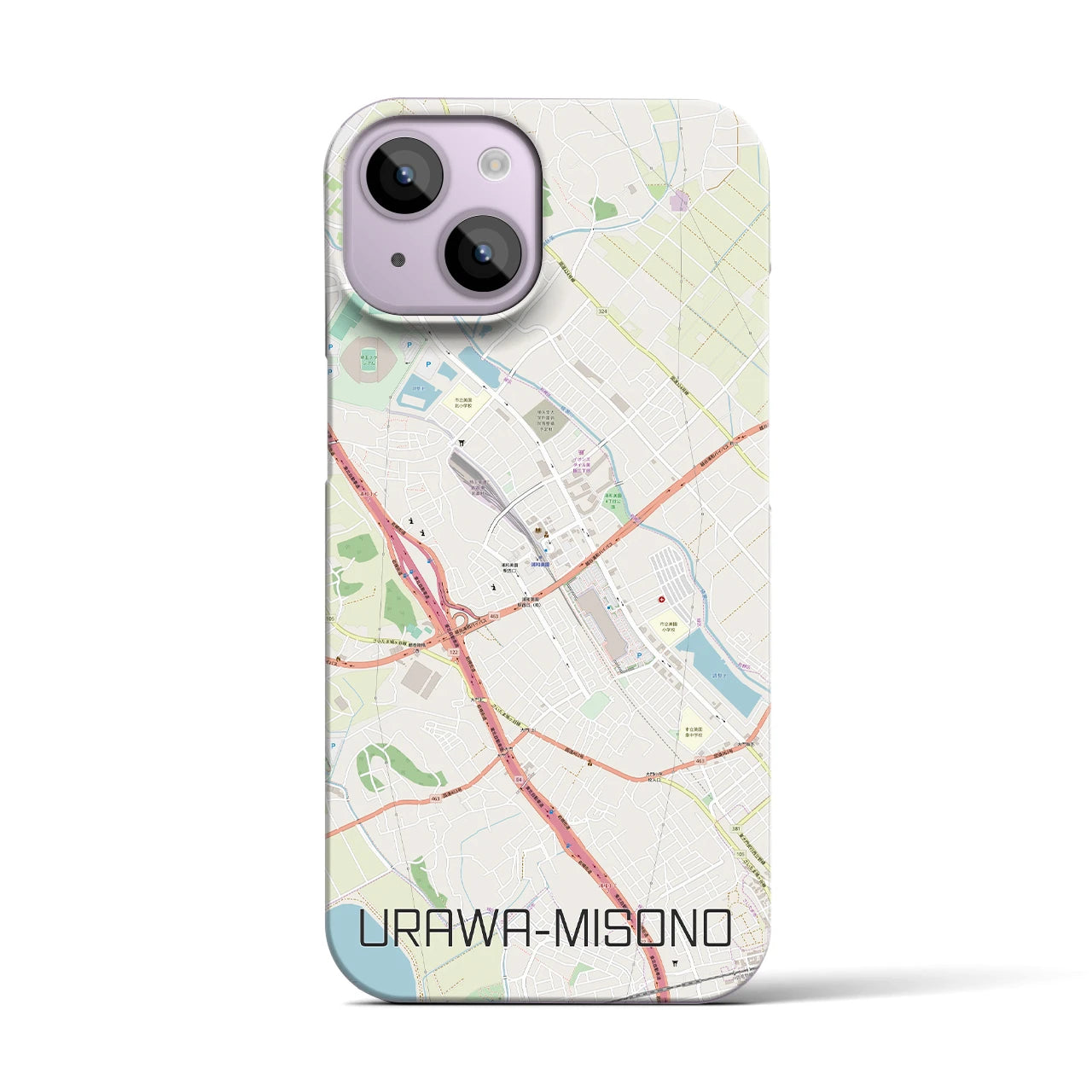 【浦和美園】地図柄iPhoneケース（バックカバータイプ・ナチュラル）iPhone 14 用