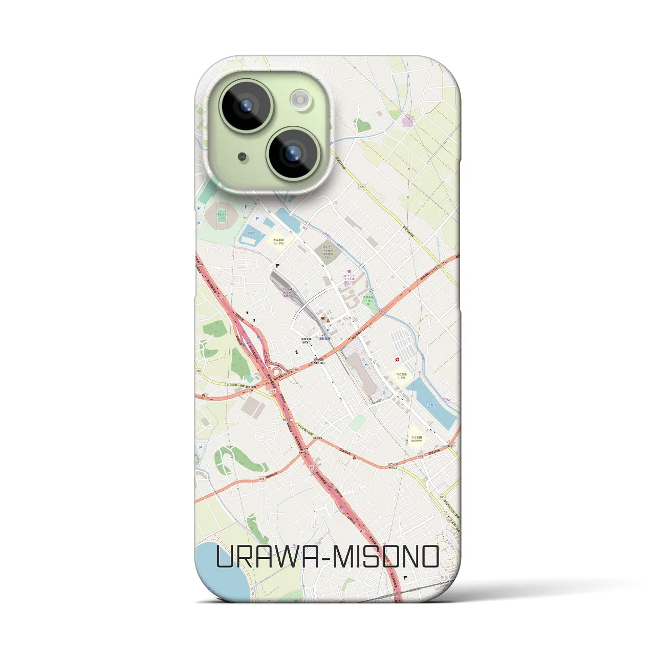 【浦和美園】地図柄iPhoneケース（バックカバータイプ・ナチュラル）iPhone 15 用