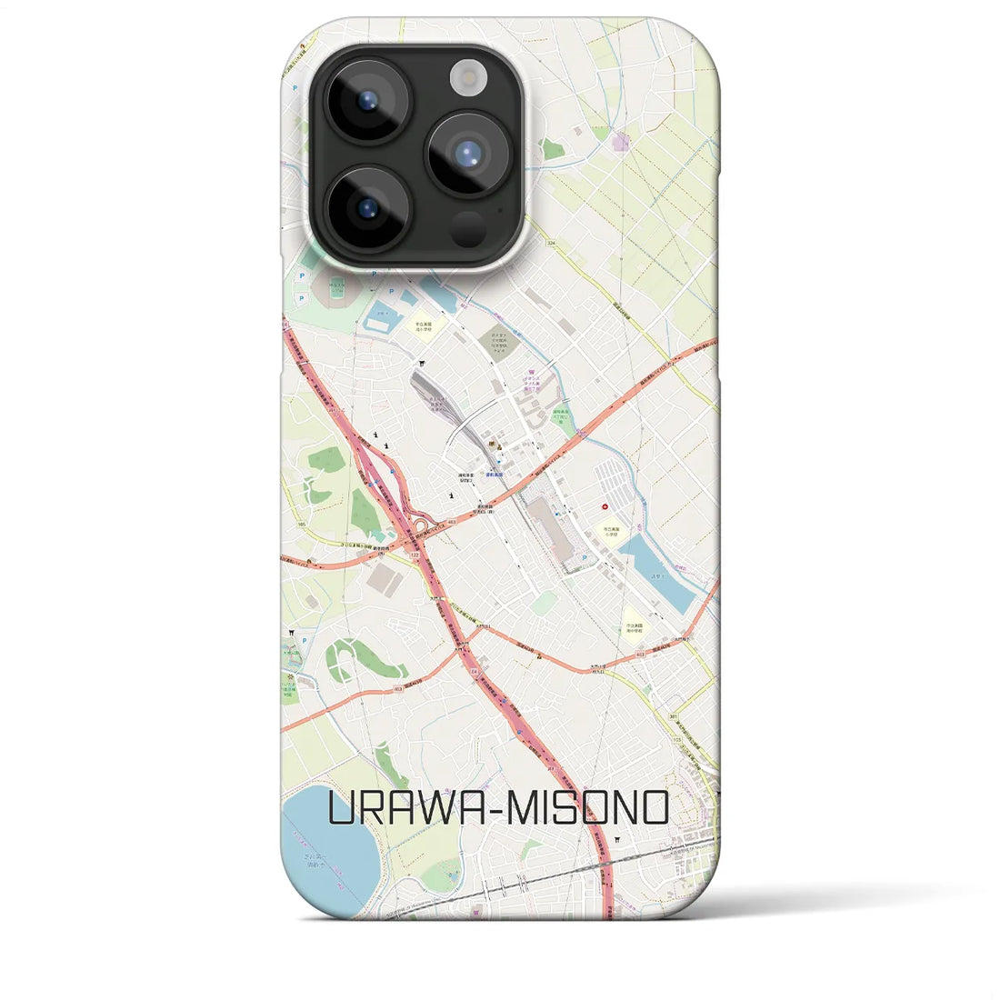 【浦和美園】地図柄iPhoneケース（バックカバータイプ・ナチュラル）iPhone 15 Pro Max 用