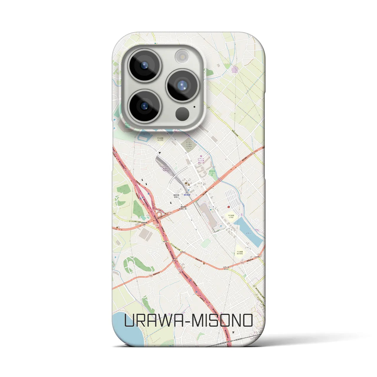 【浦和美園】地図柄iPhoneケース（バックカバータイプ・ナチュラル）iPhone 15 Pro 用