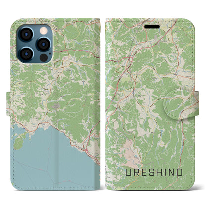 【嬉野（佐賀県）】地図柄iPhoneケース（手帳タイプ）ナチュラル・iPhone 12 / 12 Pro 用
